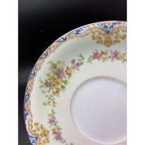 Vintage Noritake‎ Japan Porcelain Saucer – Blue Scroll & Floral Motif